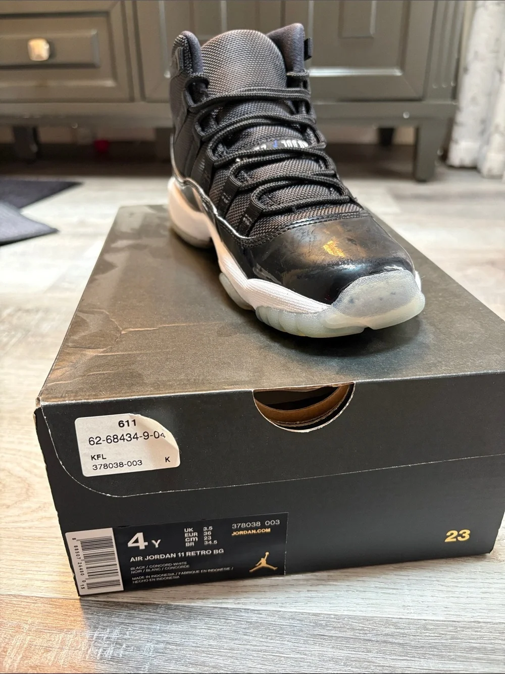 Jordan boys Retro 11 Sneakers — Black with Blue Jumpman